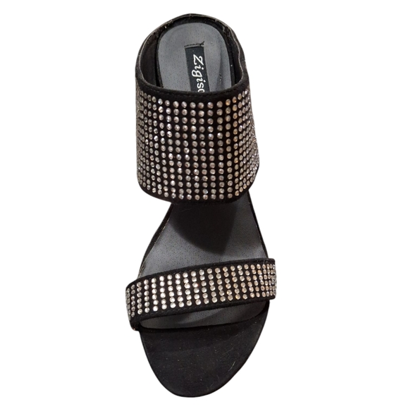 "ZIGISOHO" Women's Sz 10, Dahny Style, Black rhinestone cut-out heels. 5in tall - Picture 2 of 11